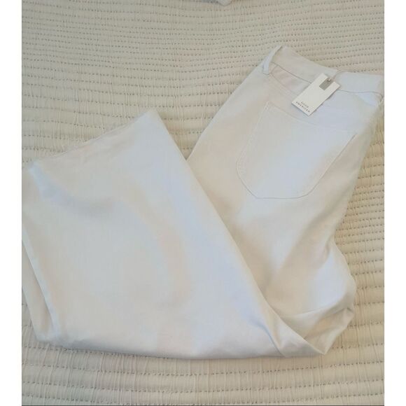 Good American good waist cropped palazzo jeans in white NEW NWT - Picture 4 of 8